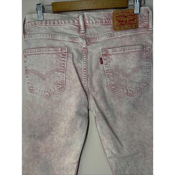 Levis Jeans Mens 33x30 Pink Cream 511 Slim Acid Wash Denim Pants Retro 80s - Picture 4 of 12